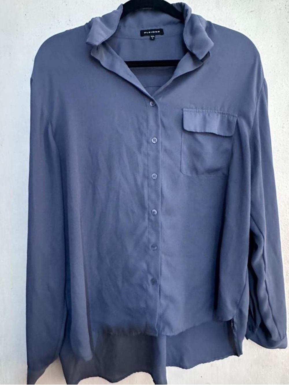 Pleione Slate Blue Long-Sleeve Button-Down Shirt